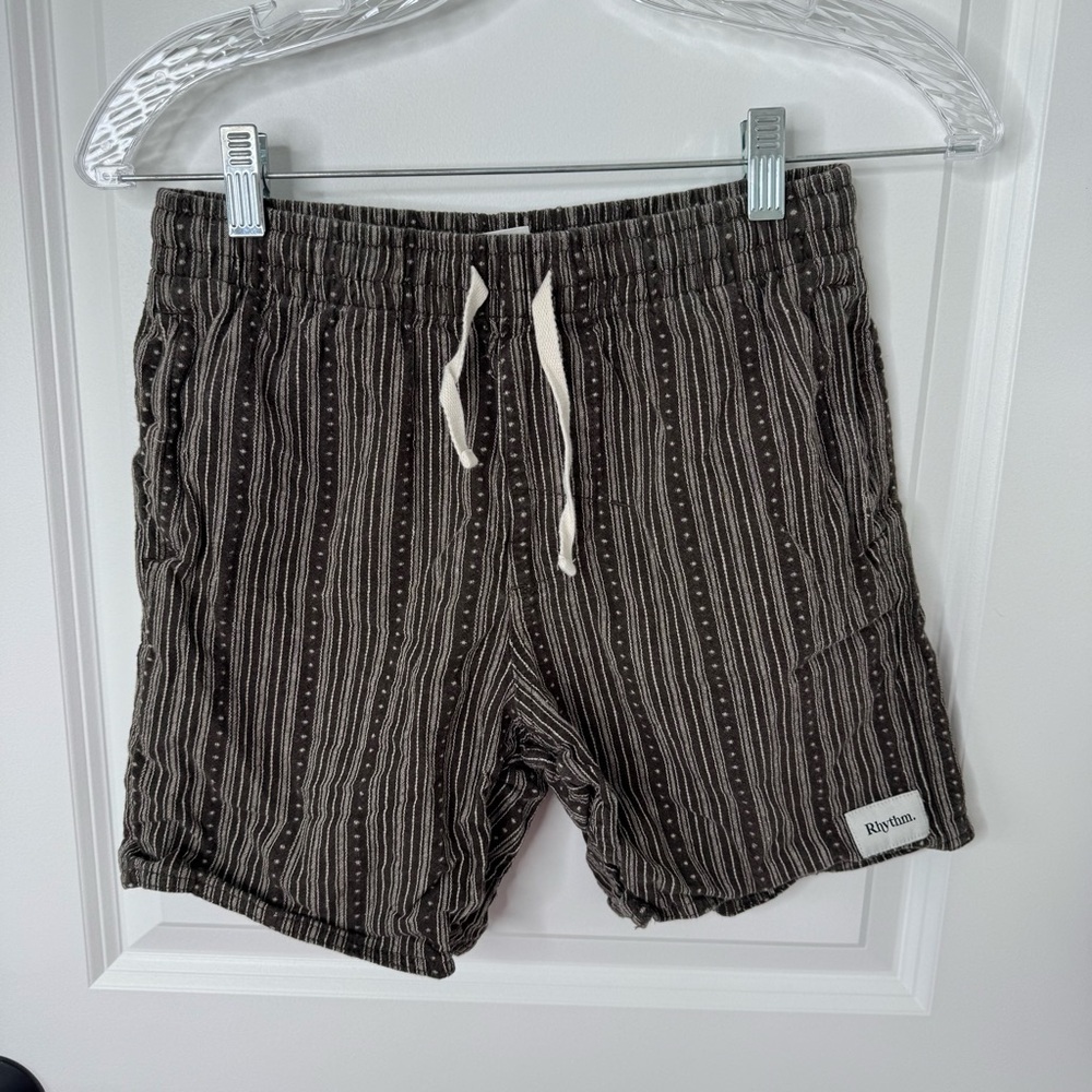 Rhythm Jacquard linen Brown & Cream jam Shorts 28
